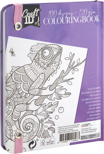Hardcover Coloring Book A6 12x16cm 100 Designs Purple