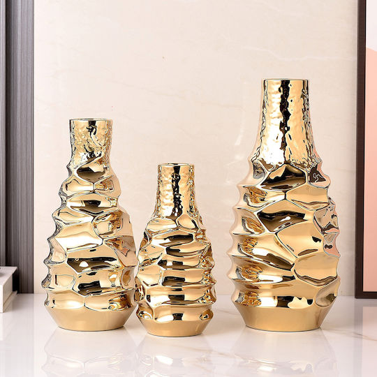 Keramikvase Φ14x30 cm Gold Keskor 63031