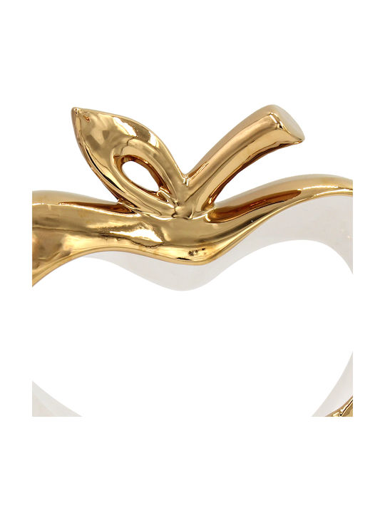 Dekorative Keramik 24x8,5x24 cm Apfel Weiß Gold Keskor 63033