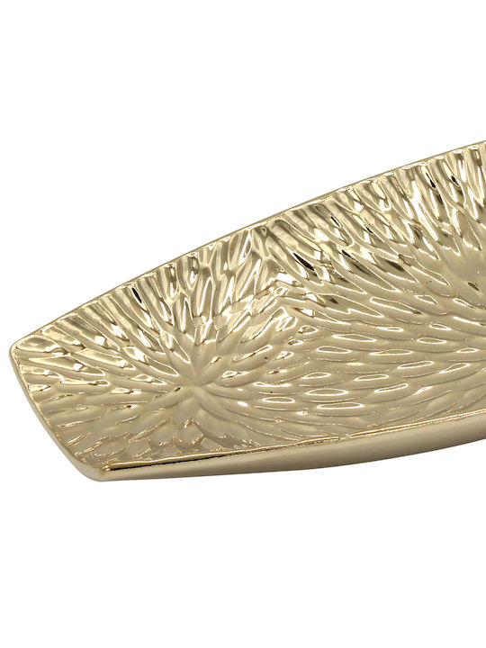 Keskor Dekorative Platte Keramik Gold 1Stück 30.5x12.5x3cm Keskor Dekorative Platte Keramik Gold 1Stück 30.5x12.5x3cm