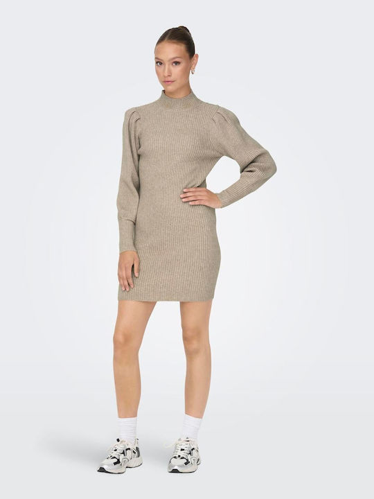 Only Mini Dress Turtleneck Beige