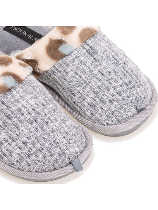 Winter Damen Hausschuhe mit Fell Gray