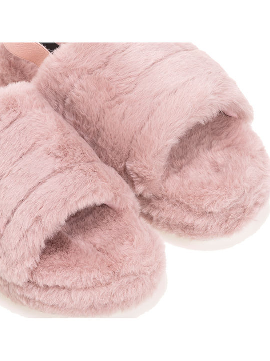 Winter Damen Hausschuhe mit Fell Rosa