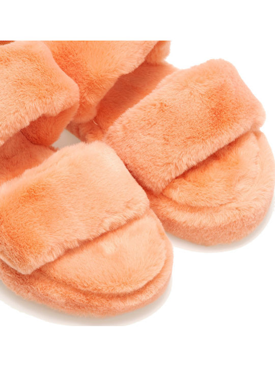 Winter Damen Hausschuhe mit Fell Orange