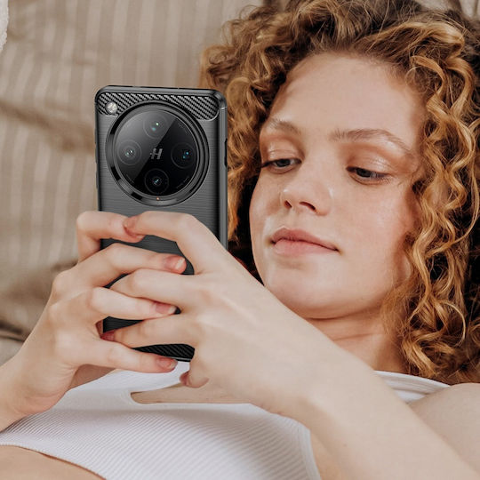 Techsuit Carbon Umschlag Rückseite Silikon Schwarz (Oppo Find X8 Pro)