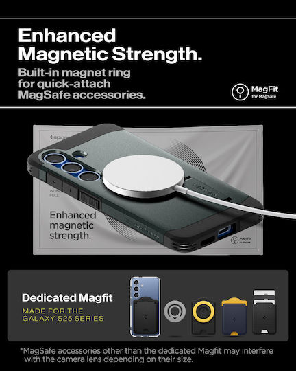 Spigen Tough Armor MagSafe Umschlag Rückseite Silikon / Kunststoff 2mm Grün (Galaxy S25+)
