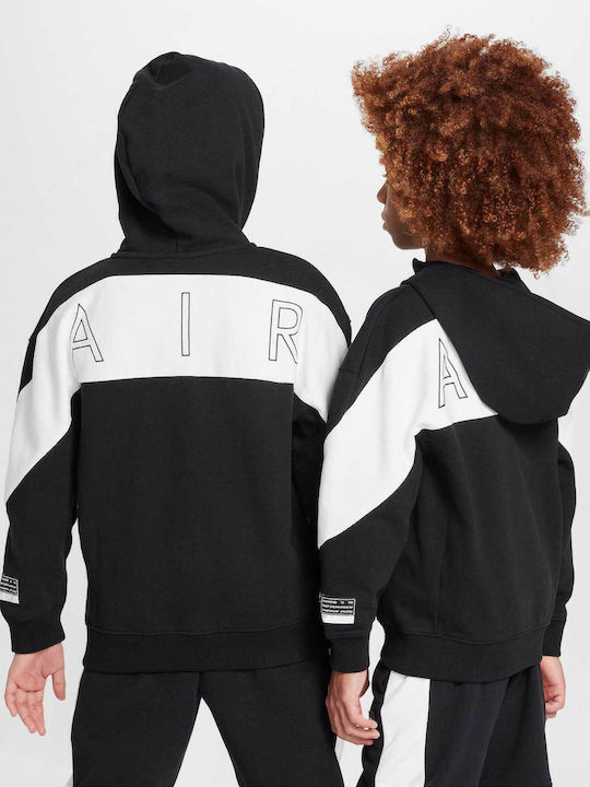 Fleece Kinder-Sweatshirt Strickjacke mit Kapuze Schwarz AIR