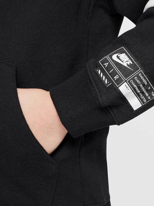 Fleece Kinder-Sweatshirt Strickjacke mit Kapuze Schwarz AIR