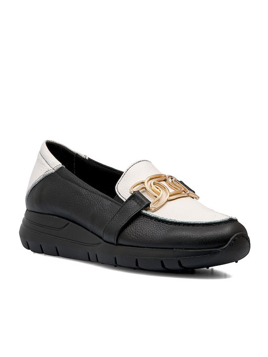 Softies Leather Women's Moccasins Black/White