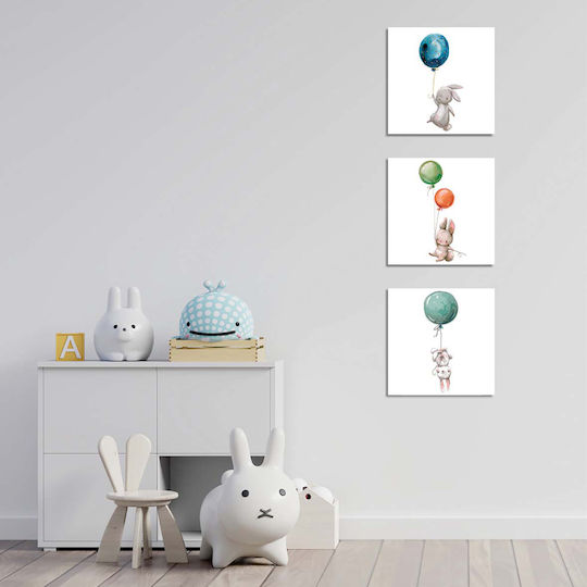 Kids Wall Art 3 Piece No Frame 30x30cm