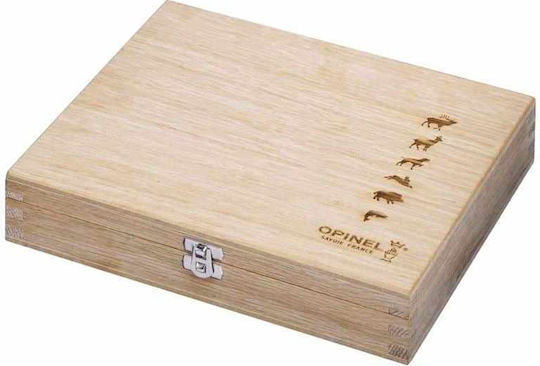 Opinel No.8 Animalia Дървена Касетa Джобно ножче Кафяв в Калъф Комплект 6бр