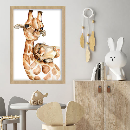 Kids Framed Plastic Wall Painting Giraffes 21x30cm