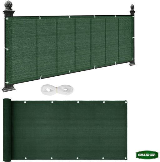 Grasher Rectangular Shade Divider Green With Hoop 0.9x6m 160gr/m²