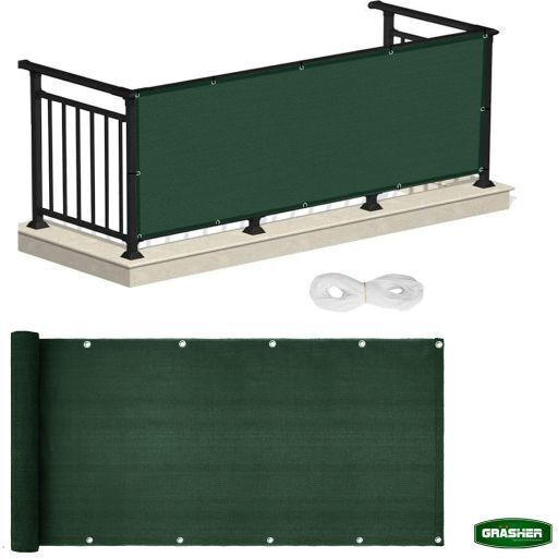 Grasher Rectangular Shade Divider Green With Hoop 0.9x6m 160gr/m²