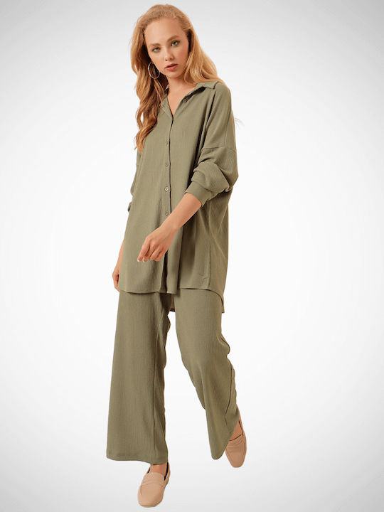 Damen Khaki Set mit Hose