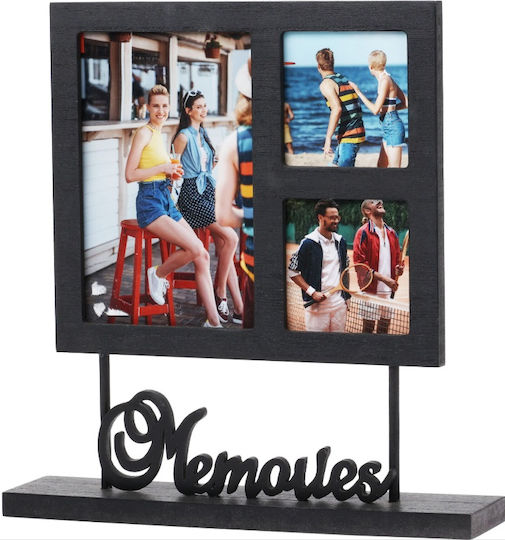 Home&Styling Collection Ramă Foto Multi 3 Locuri Din Lemn Cu Ramă Neagră