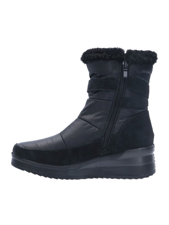 Stiefeletten Damen mit Plattform & Pelz Schwarz 21M512