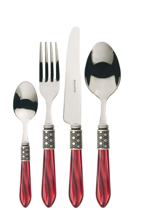 Casa Bugatti Optical Old-silver Сет ножове и вилице Неръждаеми Червени 24бр