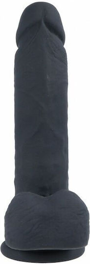 Virgite Glass Dildo with Balls and Suction Cup Black 16cm