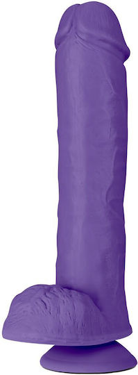 Blush Au Naturel Bold Big John Glass Dildo with Balls and Suction Cup Purple 29cm