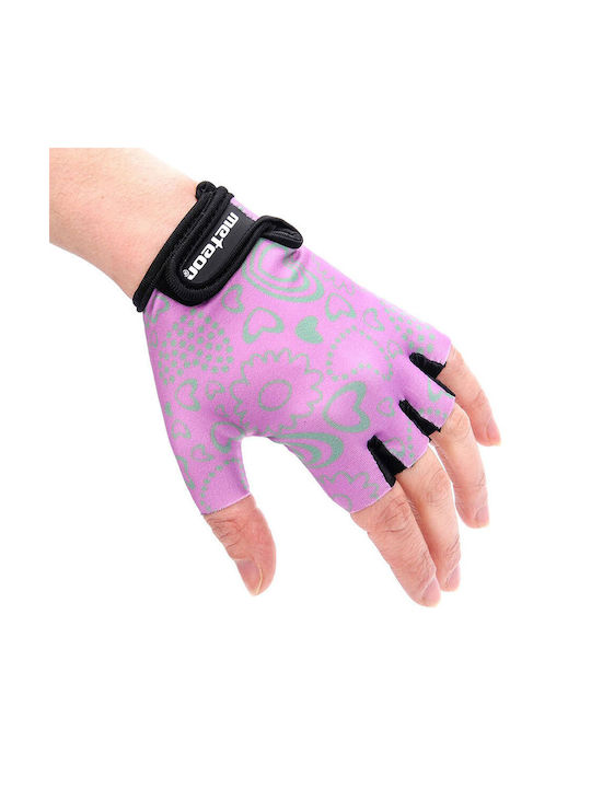 Meteor Flower Halber Finger Fahrradhandschuhe Lila