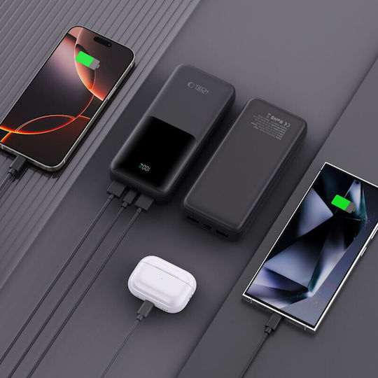 Tech-Protect PB02 Power Bank 20000mAh 22.5W with 2 USB-A Ports and USB-C Port Black