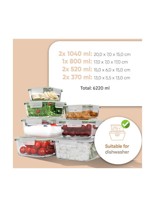 CLASSBACH Lunchbox Glas Transparent Geeignet für die Mikrowelle 7Stück
