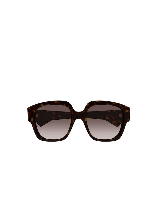 Gucci Women's Sunglasses with Brown Tartaruga Plastic Frame and Brown Gradient Lens GG1372S 002