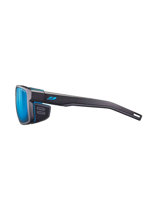 Julbo Shield Men's Sunglasses with Black Plastic Frame and Blue Mirror Lens