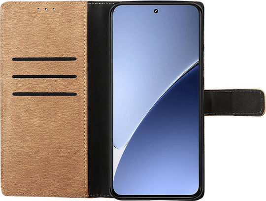 Volte-Tel Book Piele artificială / Silicon Auriu (Xiaomi 15 Pro)