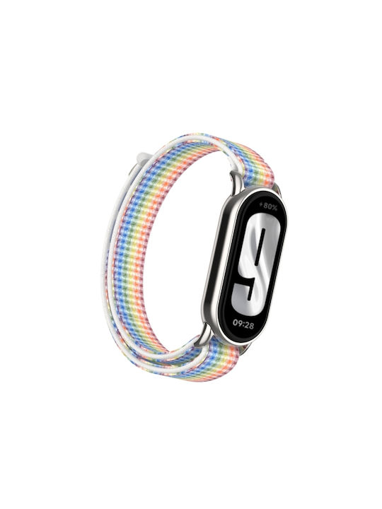 Xiaomi Smart Band 9 8 Metal Connector + Loop Nylon Hook Loop Fastener Band Watch Πολύχρωμο