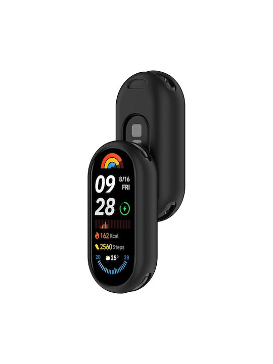 Силиконов защитен калъф с лъскава повърхност за Xiaomi Mi Band 8, черен