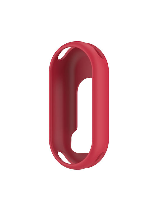Предпазен силиконов калъф за часовник с гланцирана повърхност Xiaomi Smart Band 9 NFC розово червен
