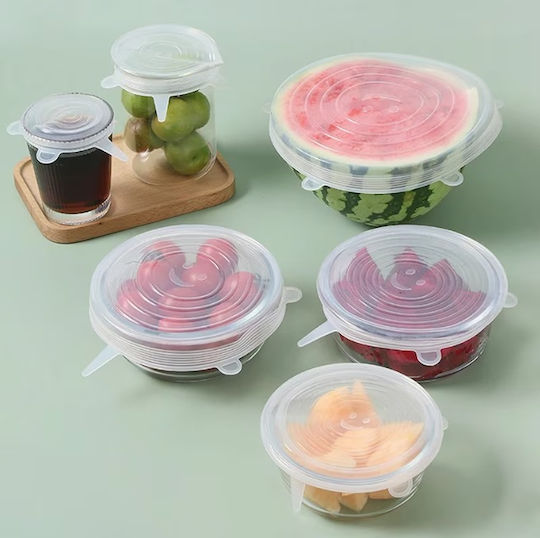 Set 5 Reusable Excellent Houseware Caps Silicone Transparent