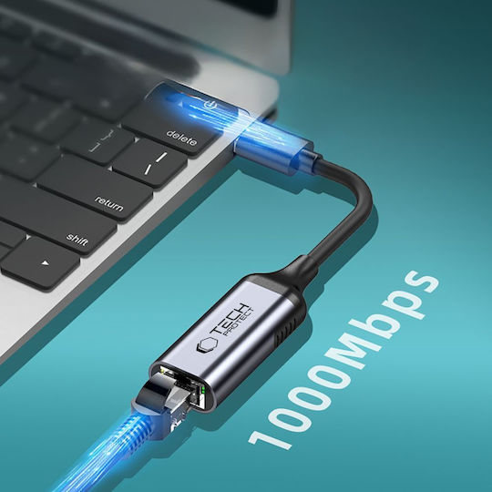 Tech-Protect Ultraboost Adapter Adaptor Rețea USB-C cu Conexiune Cablată Gigabit Ethernet