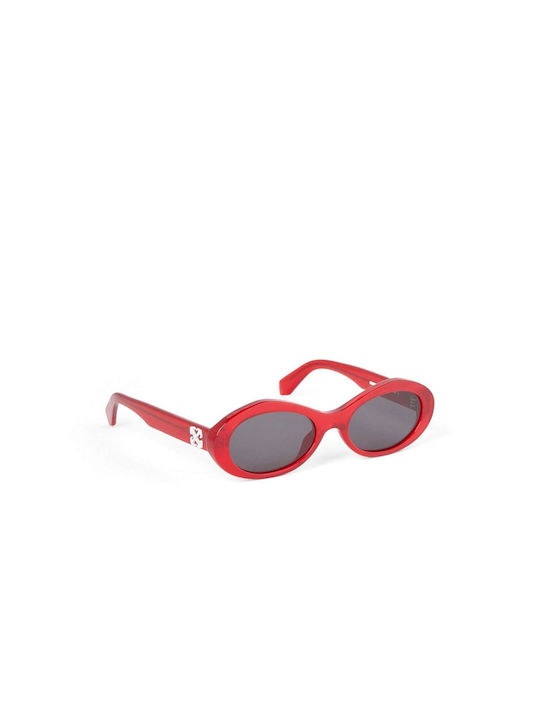 Off White Edison Women's Sunglasses with Red Plastic Frame and Gray Lens