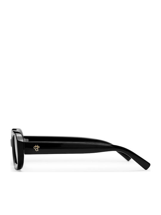 Chpo Women's Sunglasses with Brown Tartaruga Plastic Frame and Black Lens 16135BB
