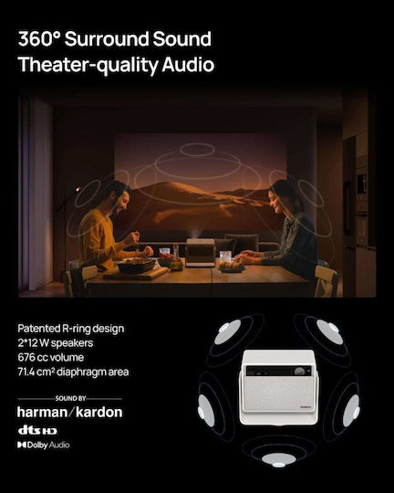 XGIMI Horizon S Pro 3D Проектор DLP 4K Ultra HD LED лампа с Wi-Fi и вградени високоговорители Бял
