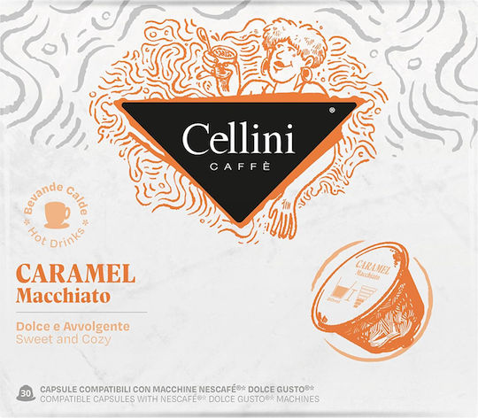 Cellini Kapseln Espresso Karamell Kompatibel mit Maschine Dolce Gusto 30Mützen