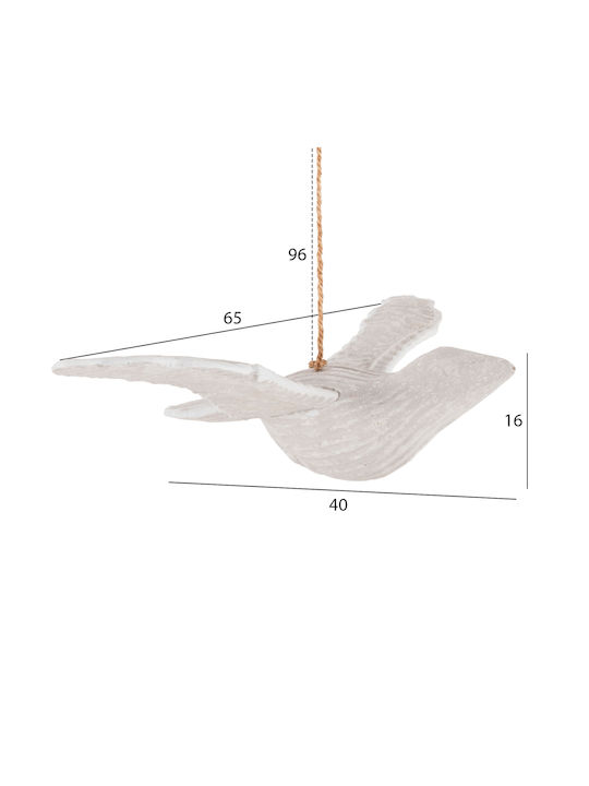 Hanging Decorative Seagull Fb94301 Albizia Wood Whitewash 65x40x16-96y Cm