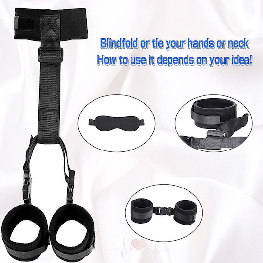 SMD Bond & Blind, Neck & Hands Restraint System Σετ με Μάσκα BDSM Kit σε Μαύρο Χρώμα 2τμχ