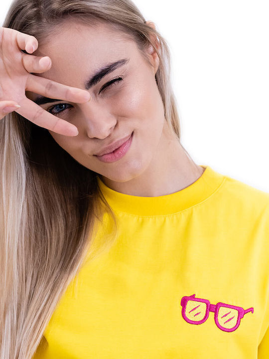 Yellow Oversized T-shirt Trendy Glasses Design Stylish Comfortable