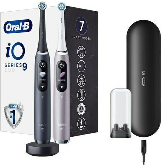 Oral-B Io Series 9 Elektrische Zahnbürste mit Drucksensor und Reisetasche Schwarz