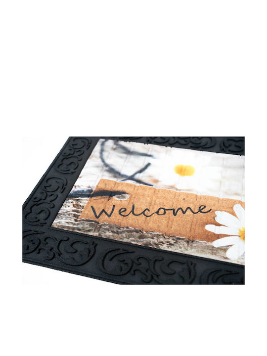 Sdim Non-Slip Entrance Mat Venga 004 Welcome Daisies 45x75cm Thickness 6mm