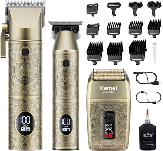 Kemei Set Rechargeable Hair Clipper Gold KM-2235