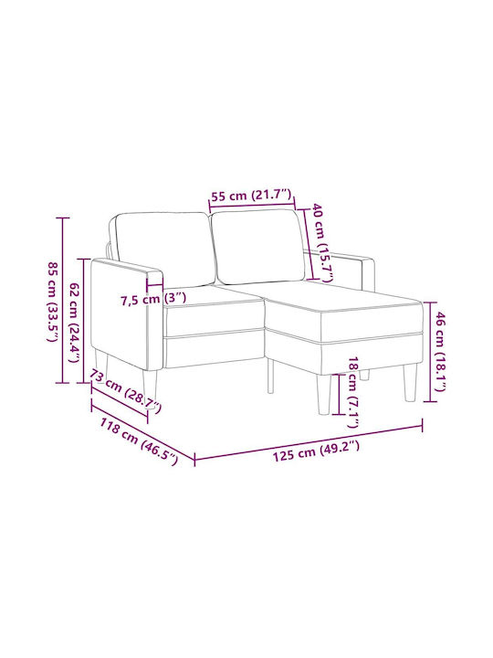 Γωνιακός Καναπές Κρέμα 125x118x85εκ.