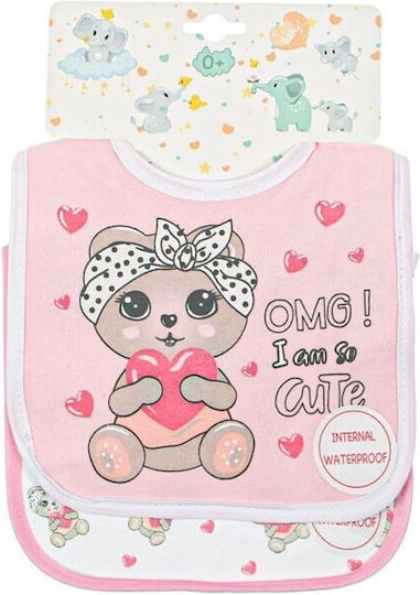 Prestige Impermeabila Bavetă material textil cu autocolant Pink & White 2buc