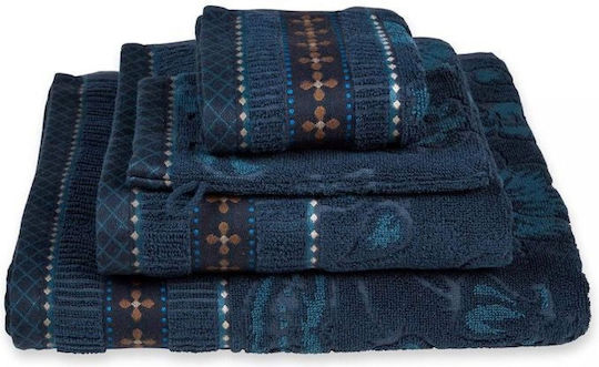 PiP Studio Πετσέτα Προσώπου Jasmin Jacquard 55x100εκ. Σκούρο Μπλέ