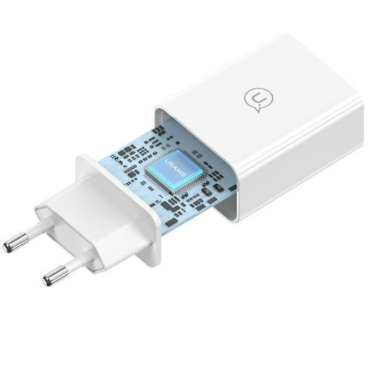 Usams Charger with USB-A Port and Cable Lightning 18W Quick Charge 3.0 Whites (US-CC083)