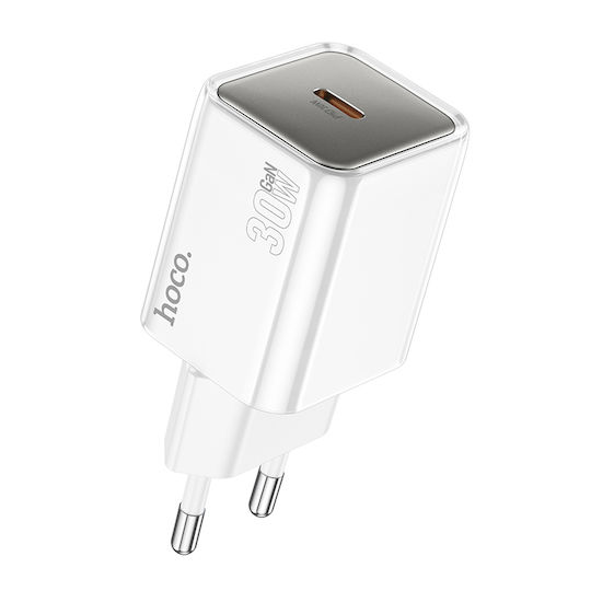 Hoco Φορτιστής Χωρίς Καλώδιο GaN με Θύρα USB-C 30W Power Delivery Λευκός (N47)